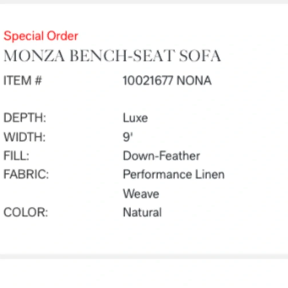 RH- MONZA BENCH-SEAT SOFA - $5,000 (Ridgefield CT)